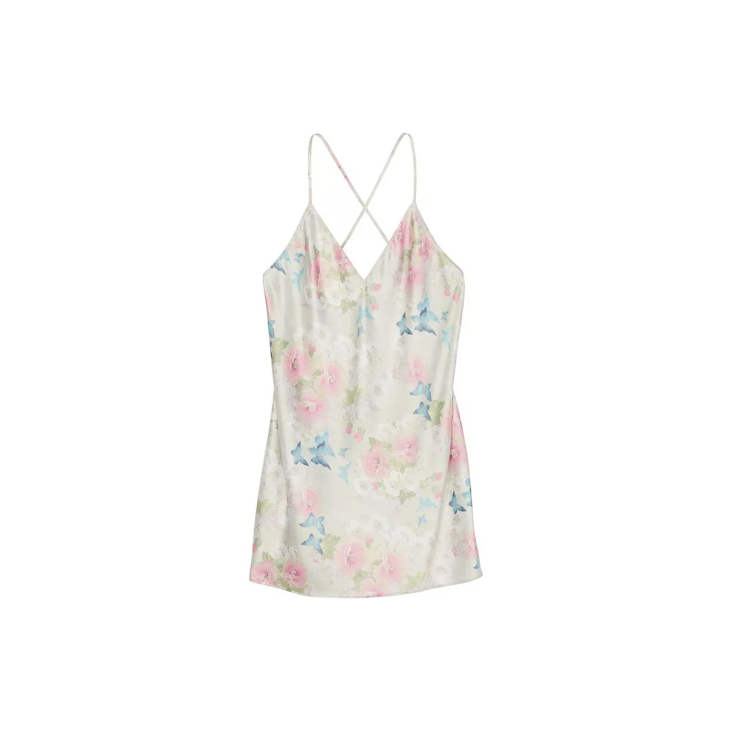 Victoria's Secret Satin Open Back Slip /DELICATE GARDEN Nightgown Women's Refined Garden
