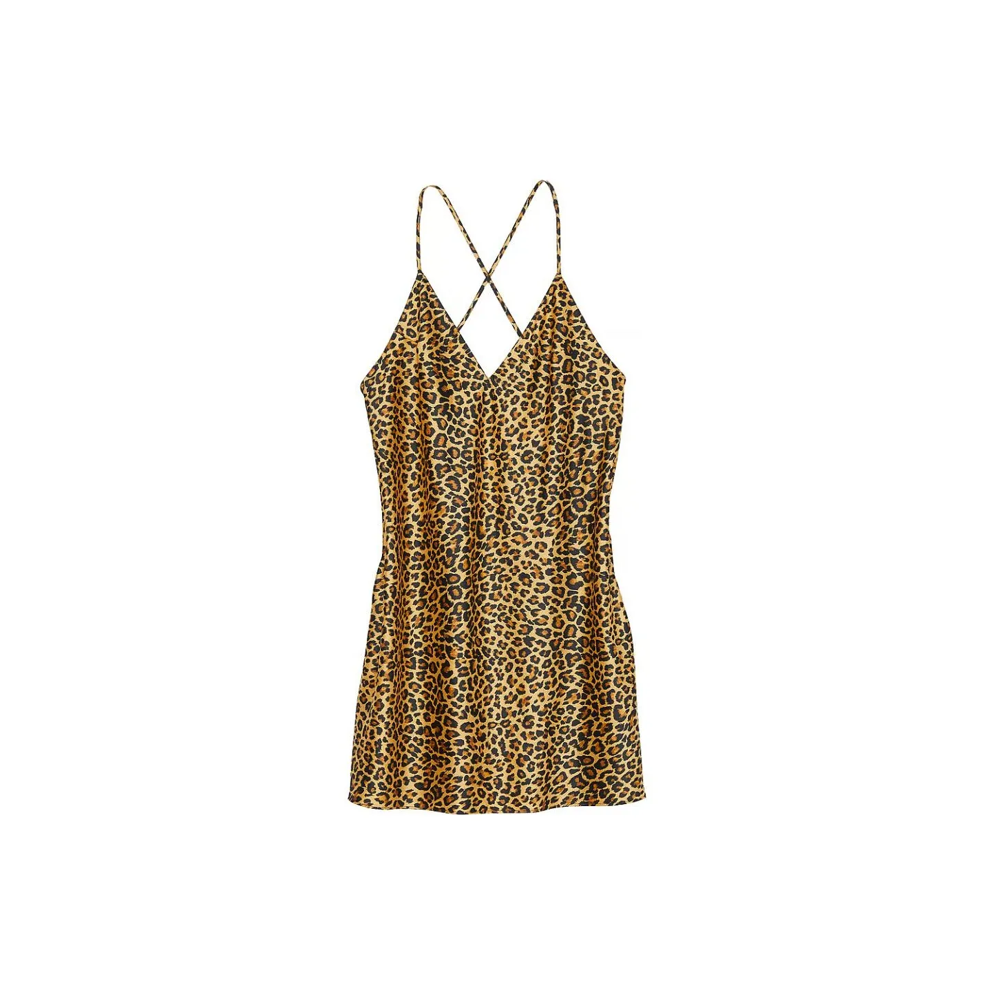 Victoria's Secret Satin Open Back Slip /ANIMAL PRINT Nightgown Women's Leopard Print