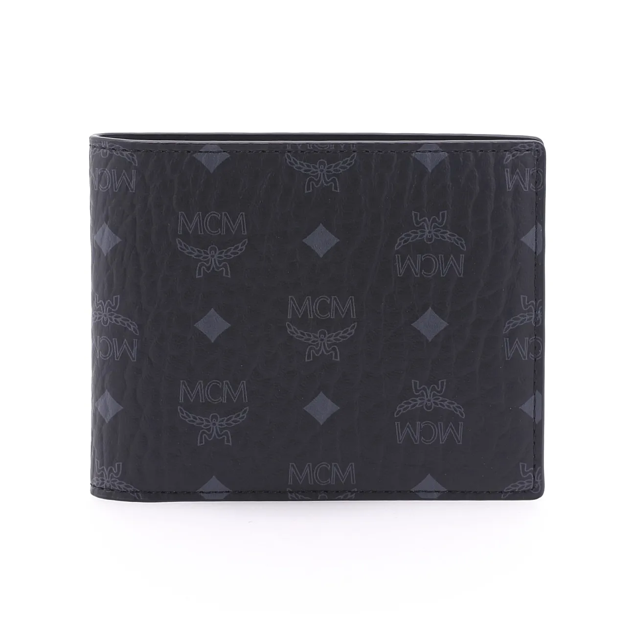 MCM Essential Visetos Origina Leather Card Holder, Wallet Regular Men's Black