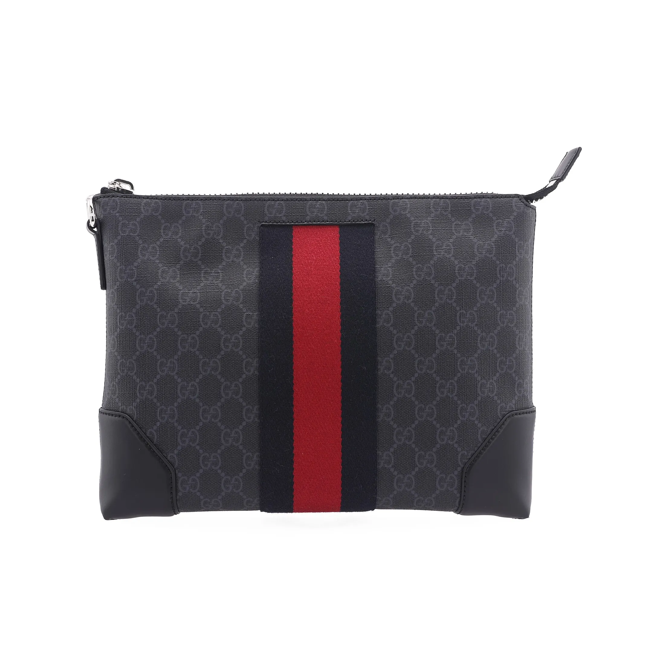 GUCCI Ophidia Canvas With Leather Clutch Men's Black Gray Color