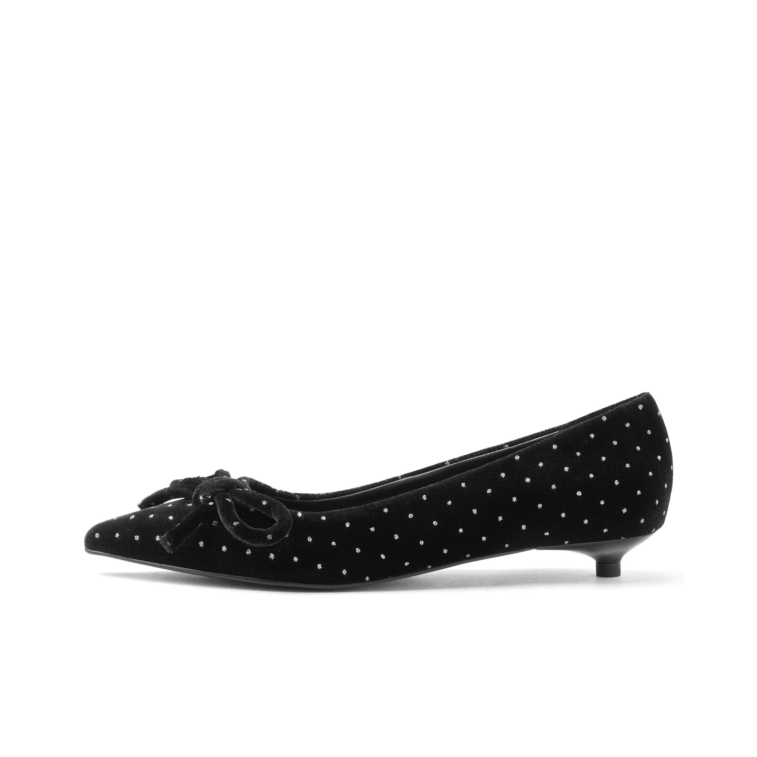 CHARLES&KEITH Small Ck Casual Single Shoes 2cm Women's BLACK TEXTURED/Pink Textured
