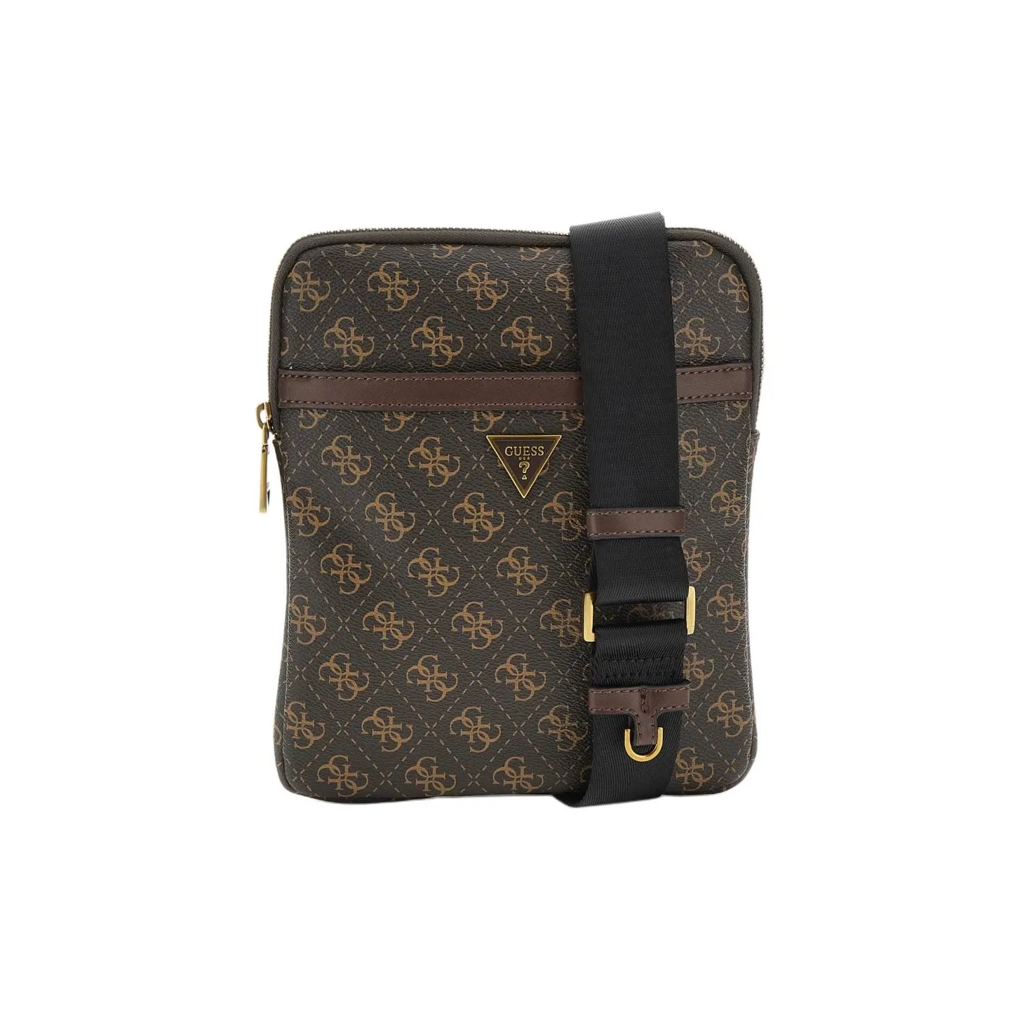GUESS Recycled Polyurethane Shoulder Bag, Crossbody Bag Mini Men's Brown Multicolor