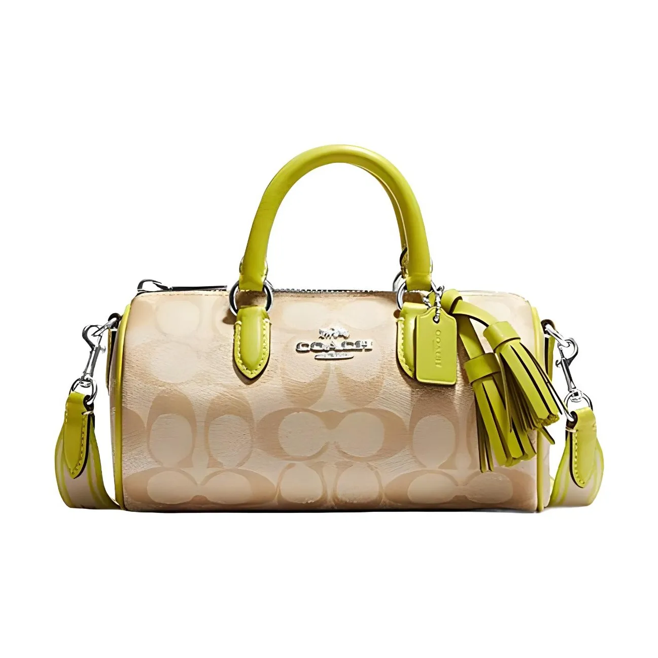 COACH Lacey Coated Canvas With Leather Handbag Trumpets Women's Brown & Yellow