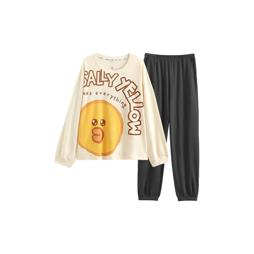 FENTENG x LINE FRIENDS Пижамный комплект Женские Бежевый Абрикос