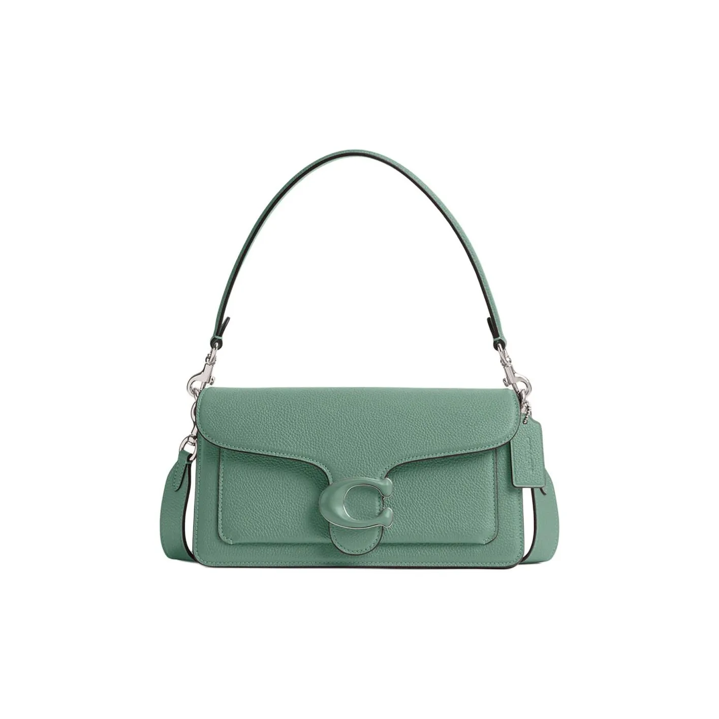 COACH Tabby Polished Pebble Leather Portable Crossbody Bag, Shoulder Bag Medium Size Women's Blue Crystal