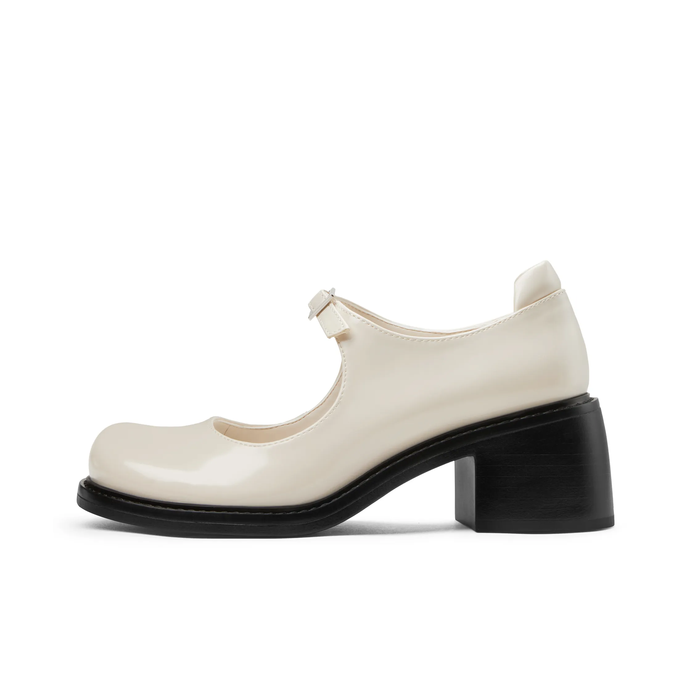 CHARLES&KEITH Mary Jane Shoes Women's Black Box Black/White/Chalk White
