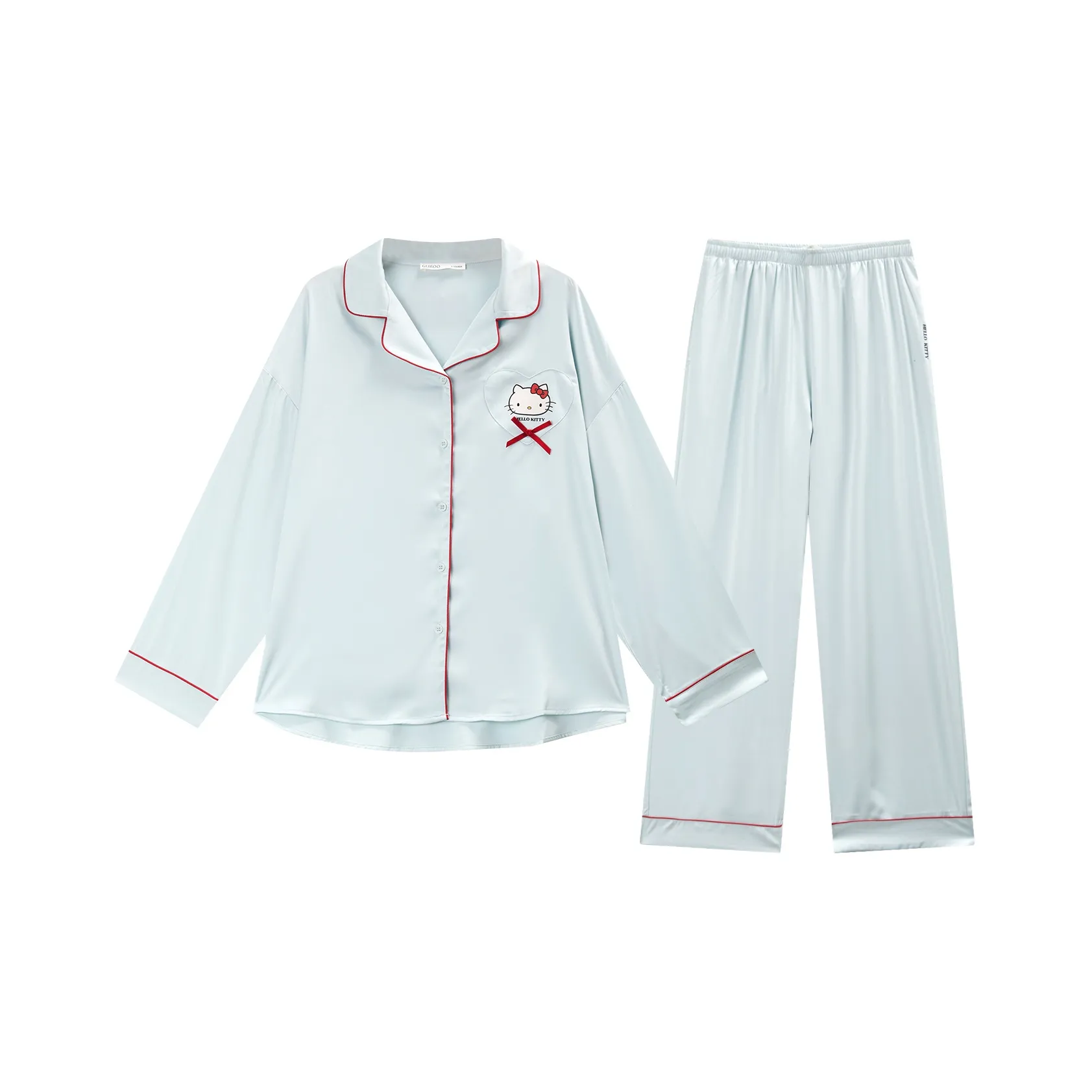 GUKOO x Hello Kitty Sanrio Series Пижамный комплект Женские Аква Светло-Зеленый