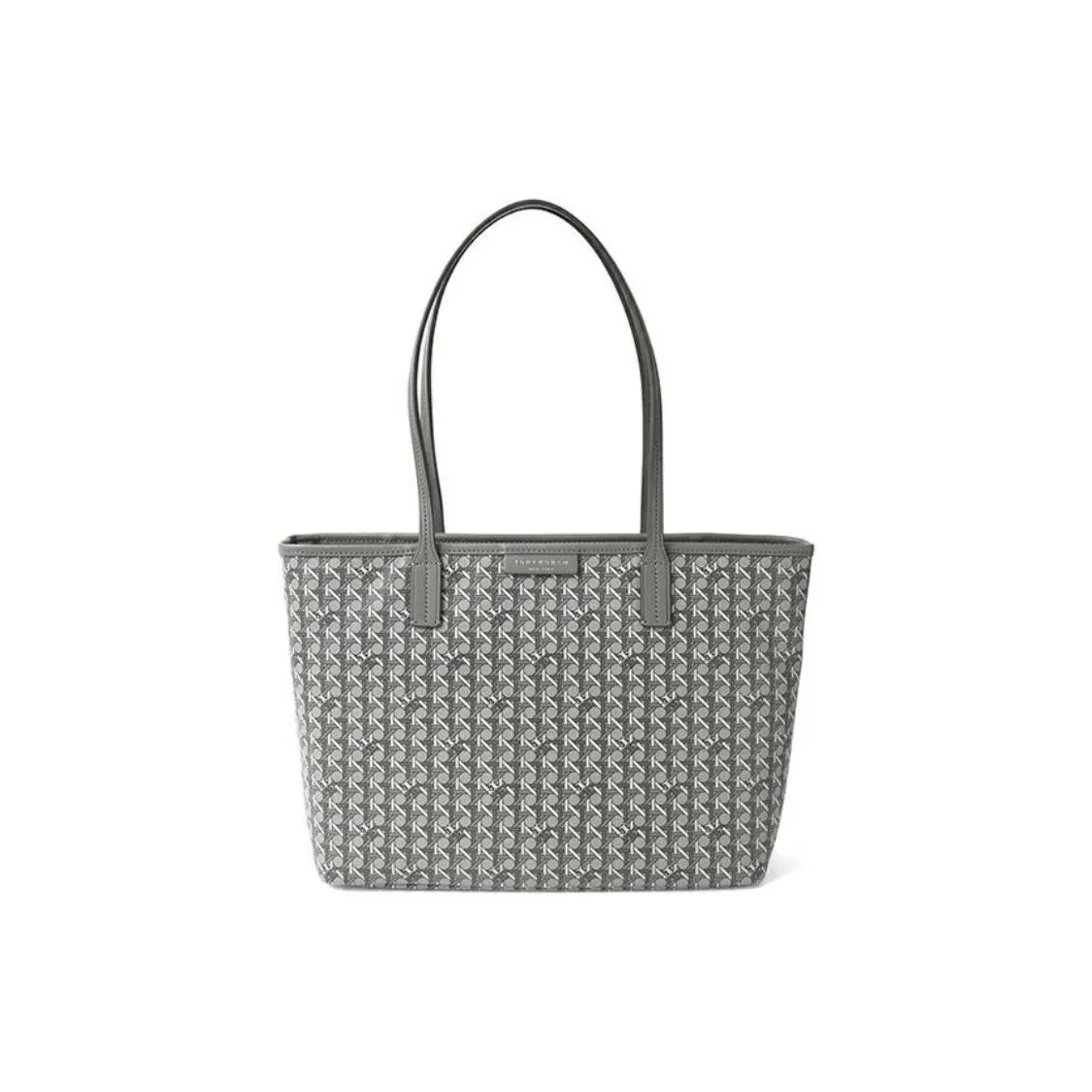 TORY BURCH Покрытый холст Комбо Сумка Тоут Сумка Сумка для покупок Сумка через плечо Маленькая Женская Серый Черный