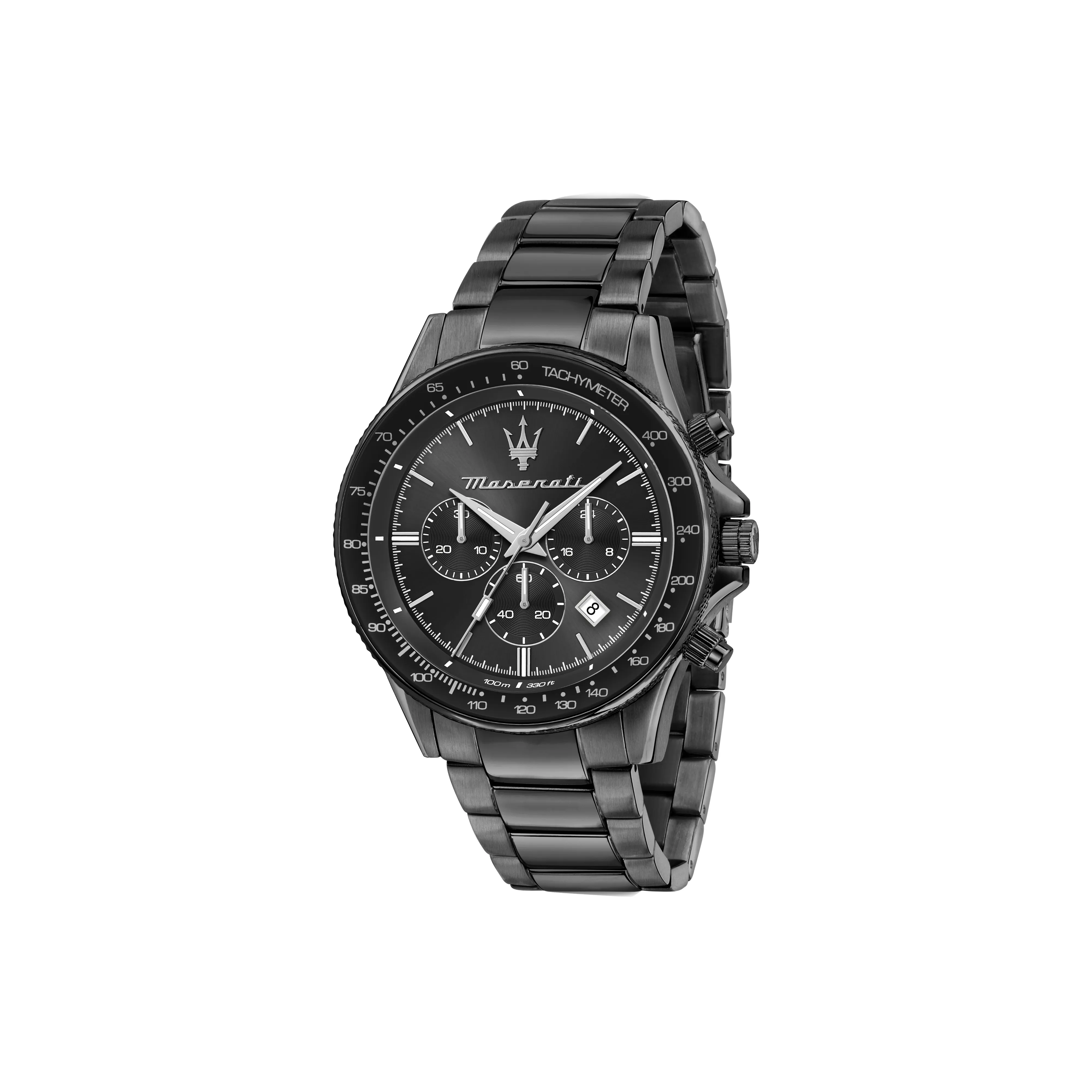 Maserati Challenge Collection Black Myth Кварцевые Мужские Часы Металлический Ремешок 44 мм Черный Циферблат