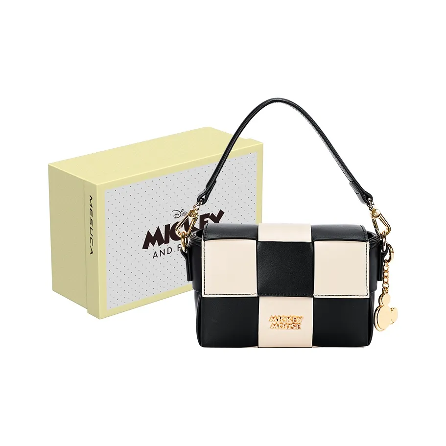 Disney Синтетическая кожа Одно плечо Сумка Обычная Женская Микки Маус Шахматный узор