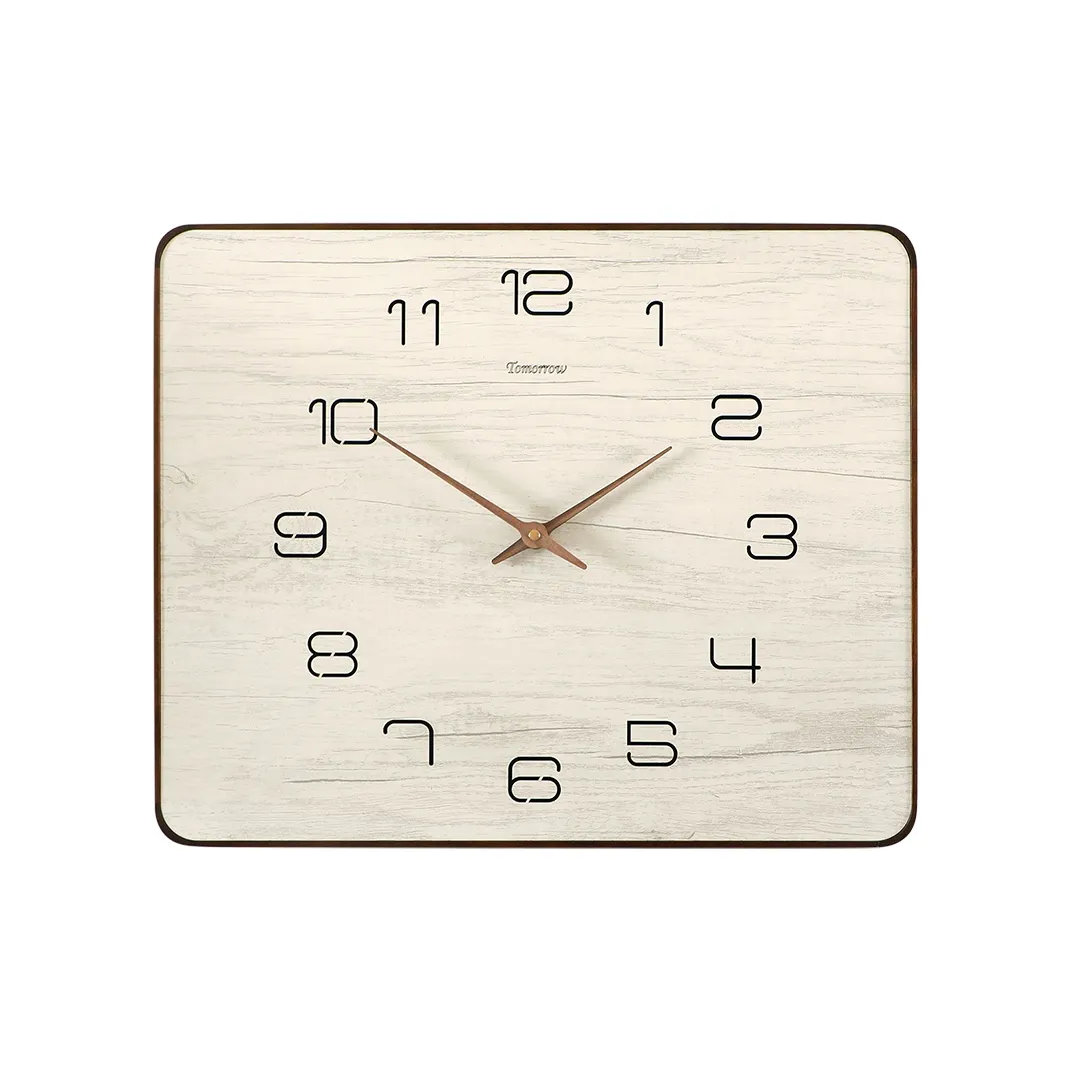 HENSE Кварцевый механизм деревянный настенные часы унисекс бежевый циферблат модель HW356