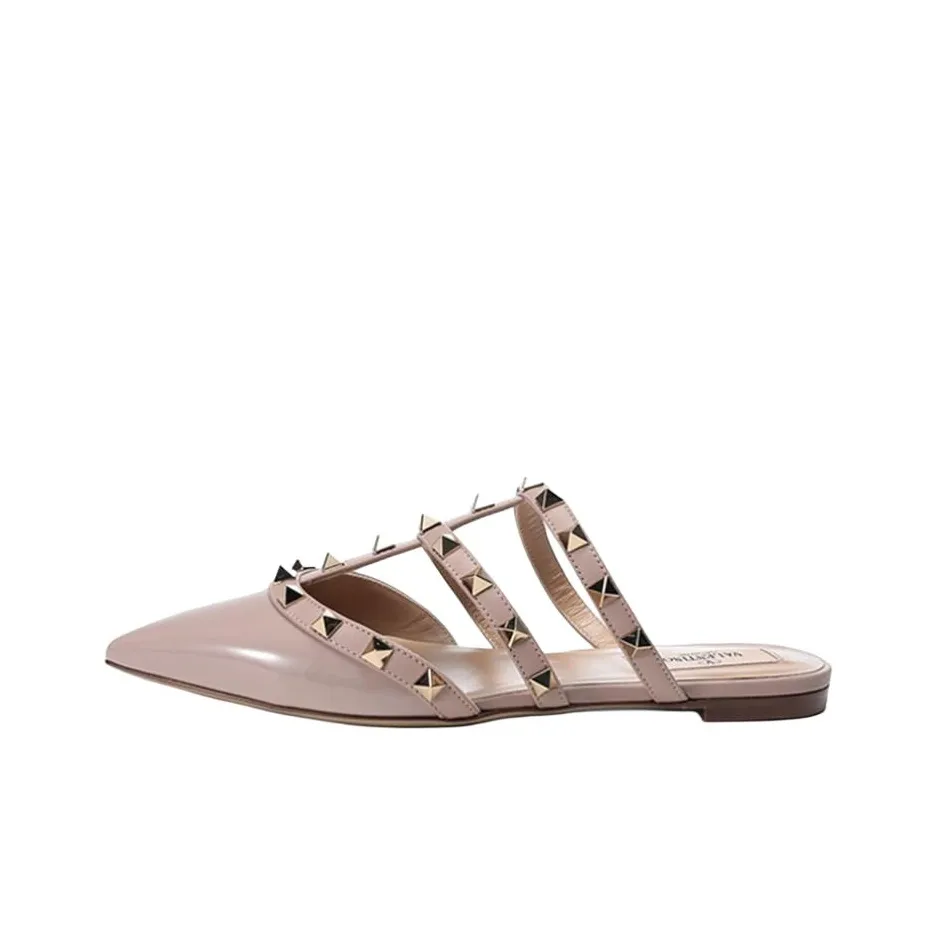 Valentino Rockstud Stud Closed Toe Slippers Women's Nude Pink