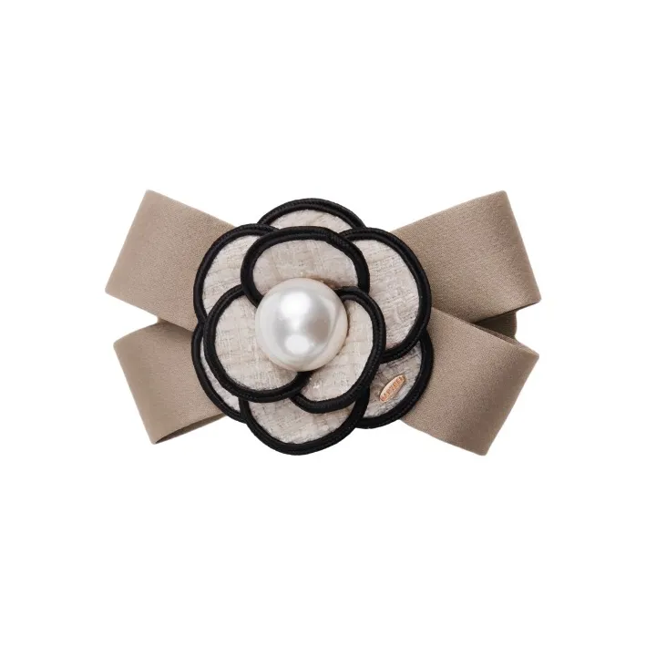 BABYBEI Bow Temperament French Camellia Flowers Black Beige Hair Accessories Women's