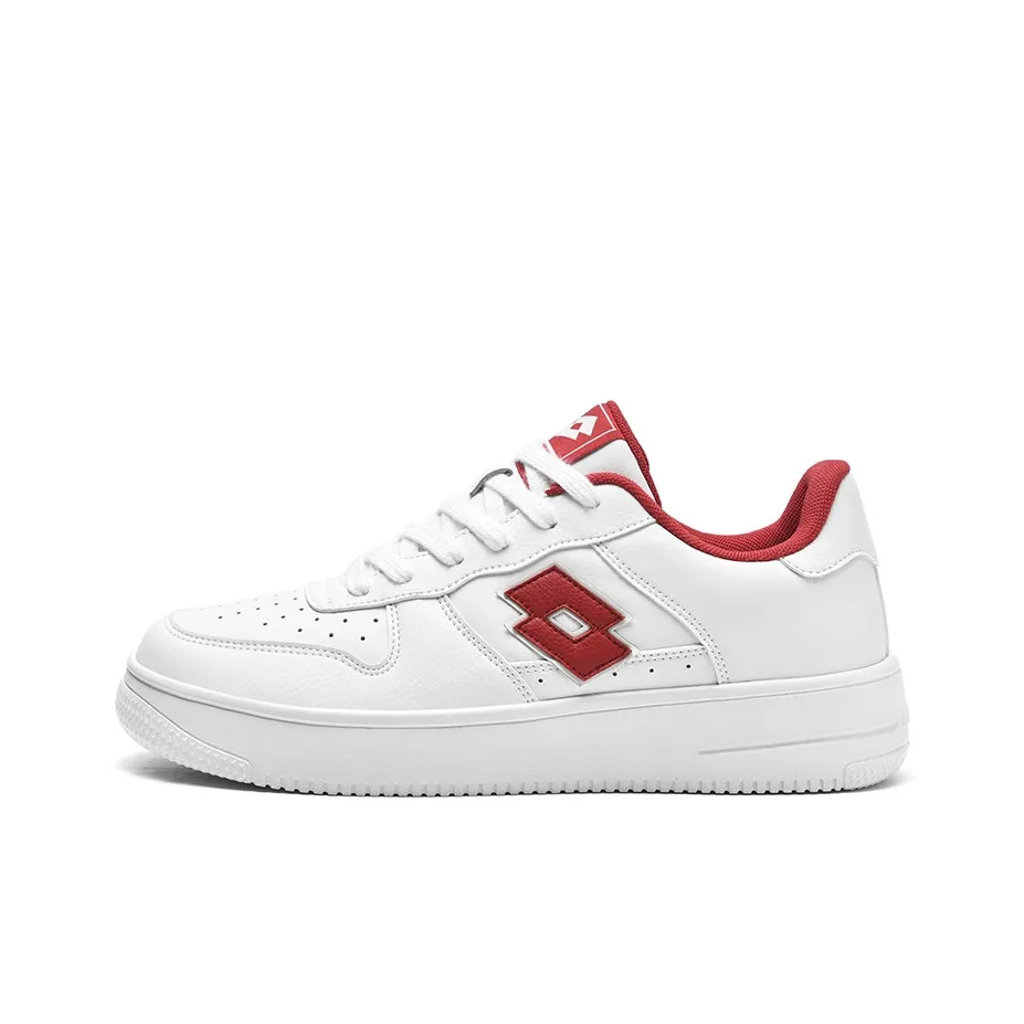LOTTO Anti Slip Wear Resistant Low Top Skateboard Shoes Men's Ivory White Red