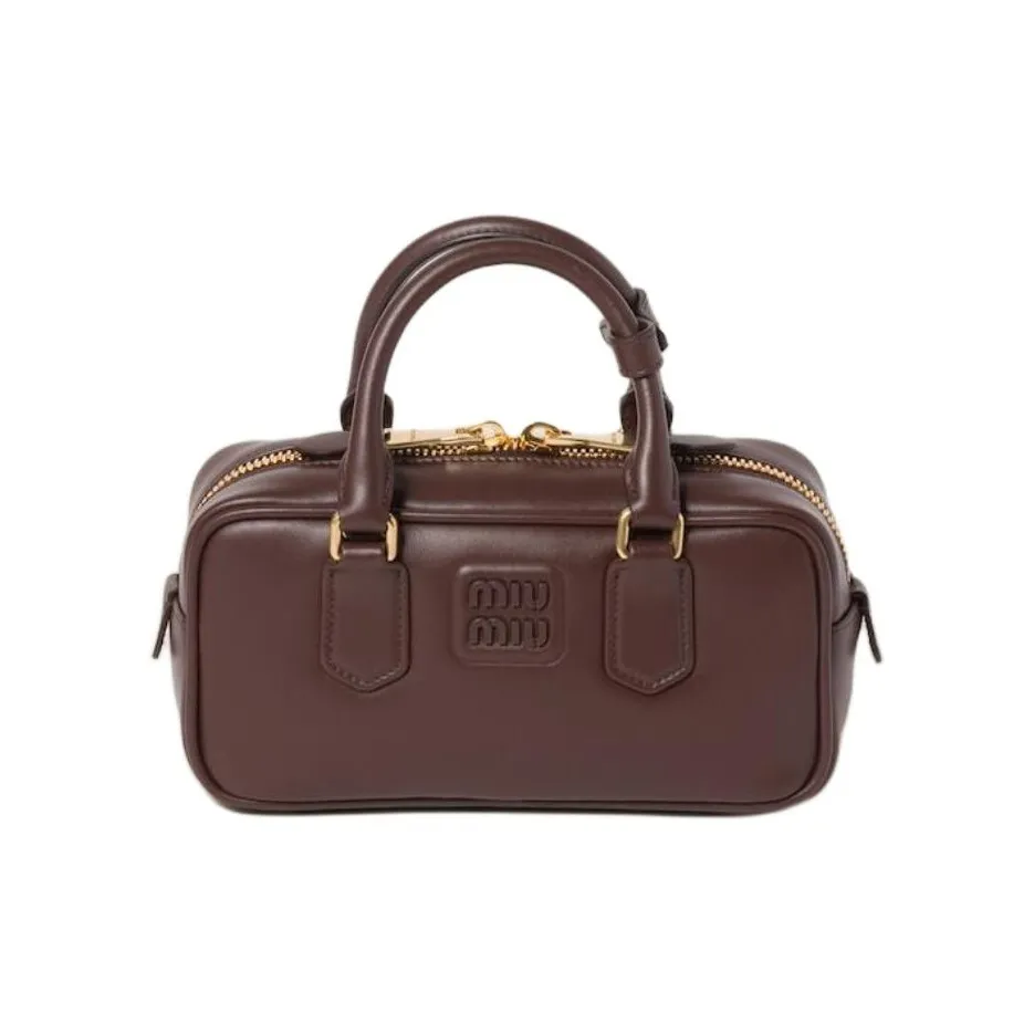 MIU MIU Arcadie Series Leather Shoulder Bag Crossbody Bag Handbag Small Size Women's Brown