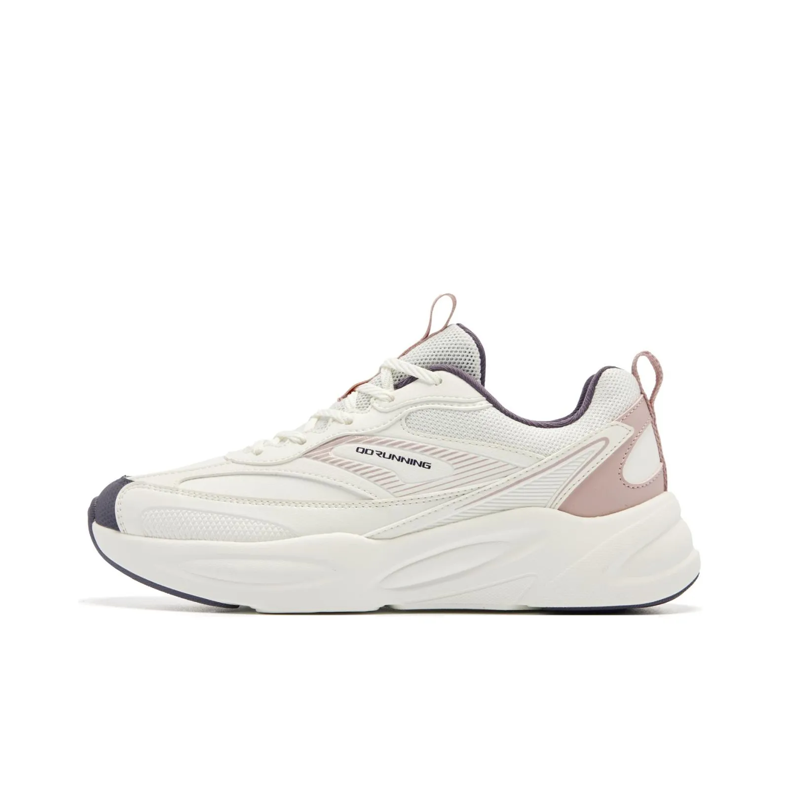 QIAODAN Slip-resistant Abrasion-resistant Low Top Casual Running Shoes Women's White Pink