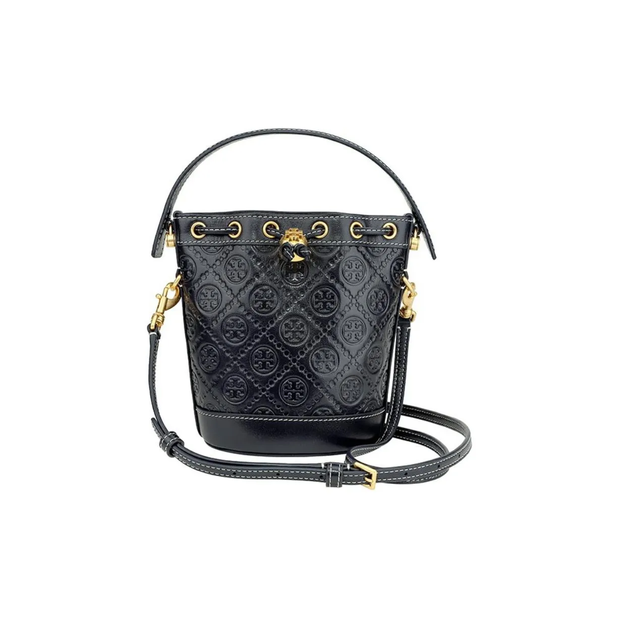 TORY BURCH T Monogram Тисненая кожа Ведрообразная сумка Сумка через плечо Мини сумка Женская Полуночный синий