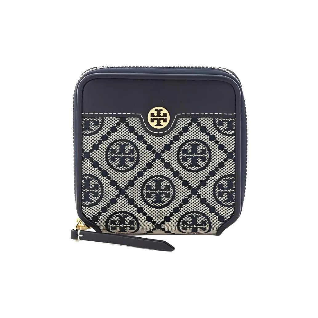 TORY BURCH Cow Leather Denim Wallet Women's Blue