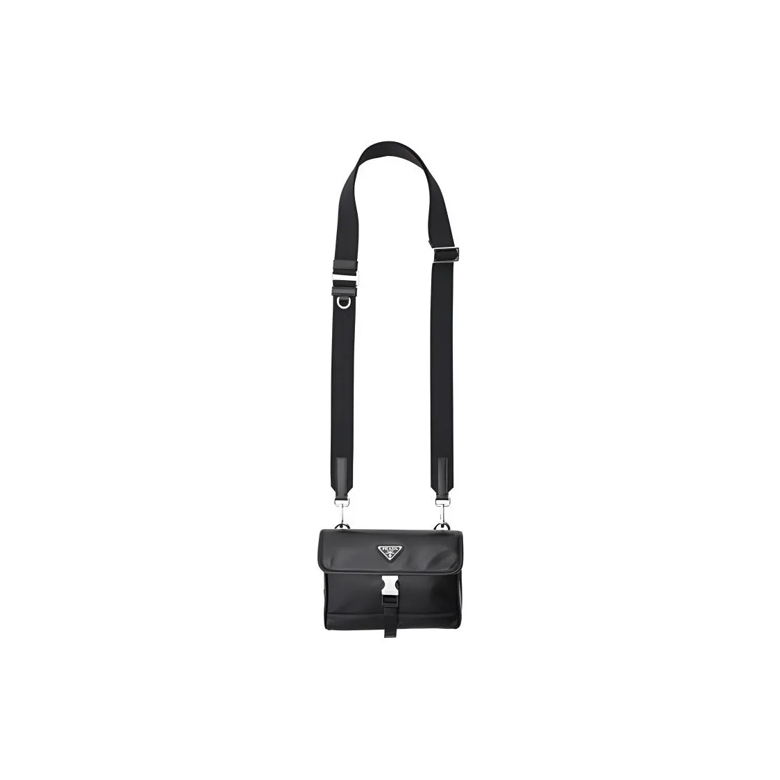 PRADA Leather One Shoulder Crossbody Cell Phone Pouch Unisex Black