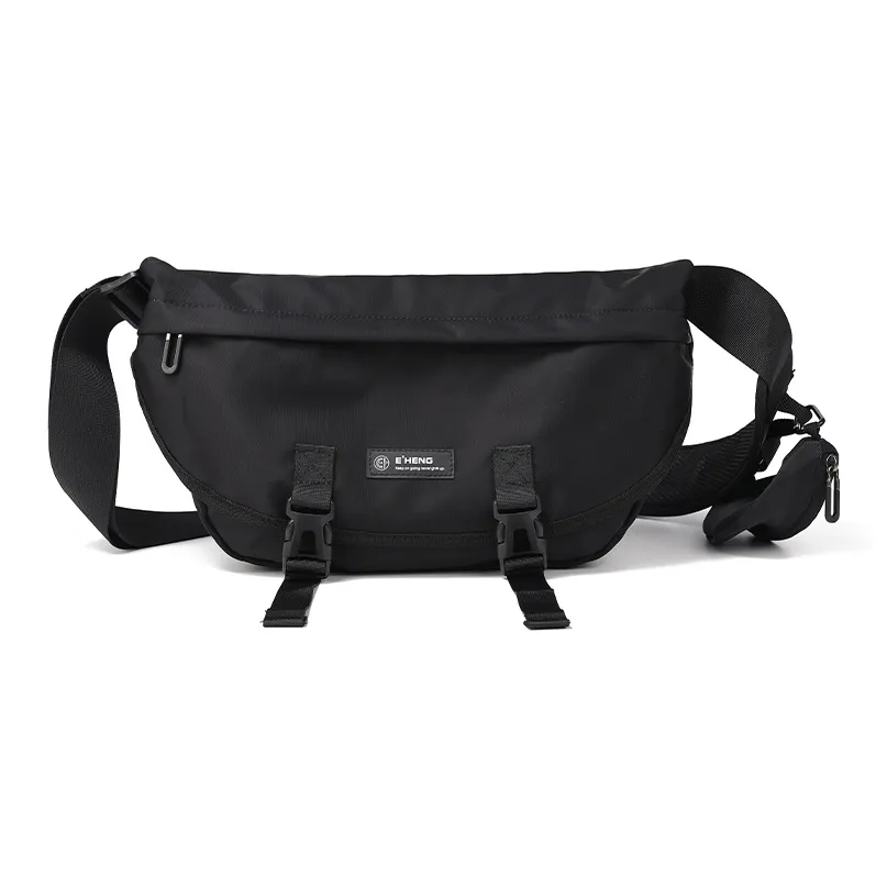 Yohji Kimura Polyester Shoulder Bag, Crossbody Bag, Messenger Bag Regular Unisex Black
