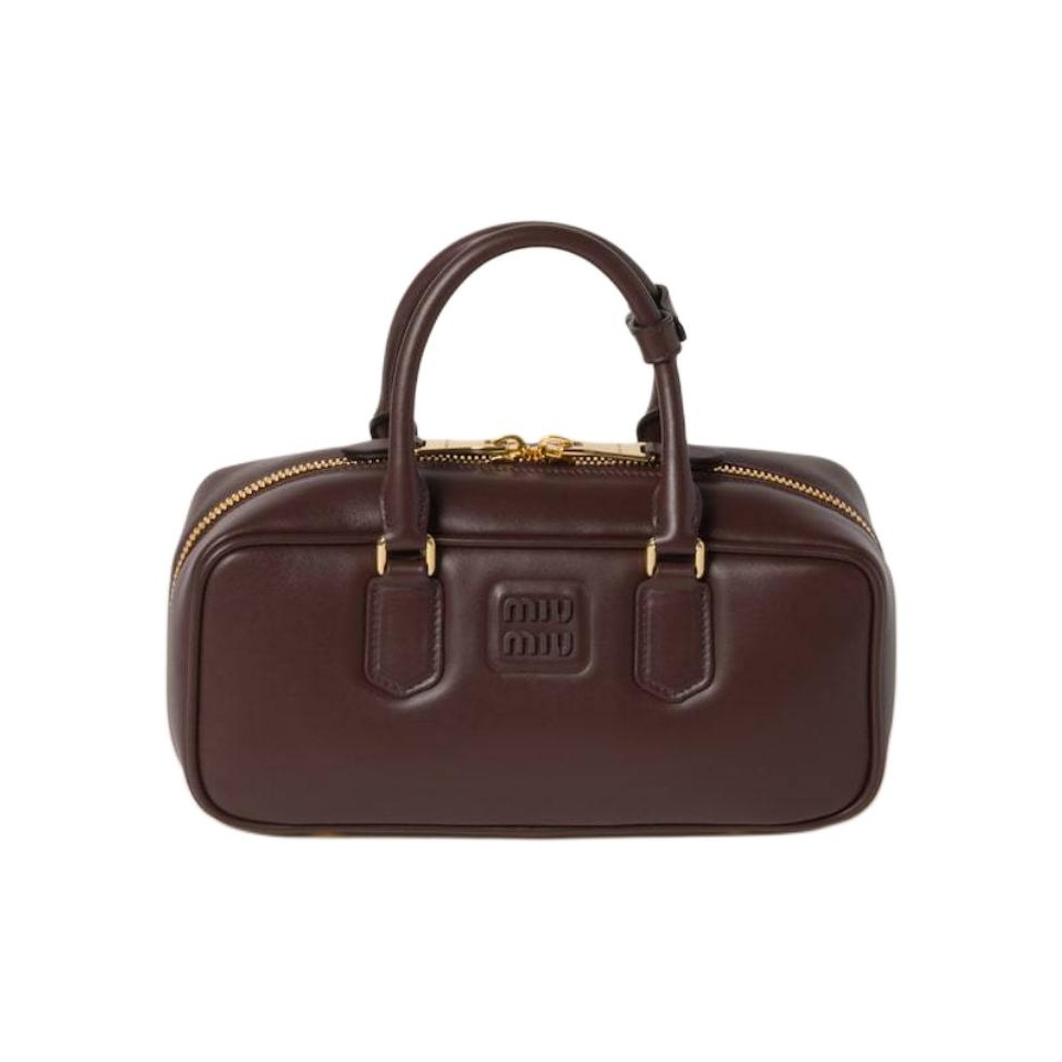 MIUMIU ブラウン レザー ボストンバッグ 中古・古着通販】MIU MIU (ミュウミュウ) レザー ボー バッグ
