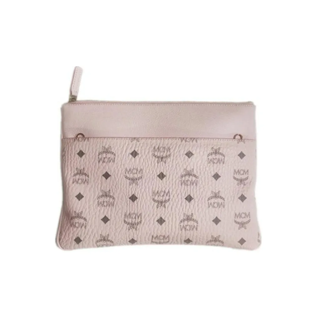 MCM Покрытая холстовая сумка через плечо женская розовая