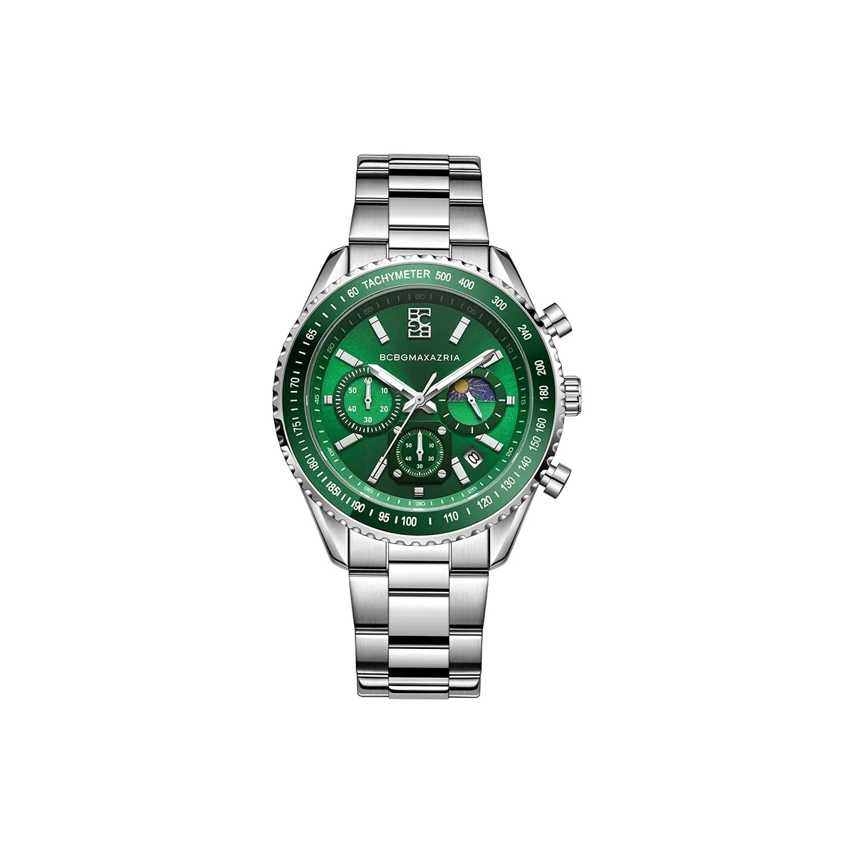 BCBGMAXAZRIA Green Water God Collection Тройной Eye Hexagonal Вращающийся Dive Кольцо Наручные часы Кварцевый механизм