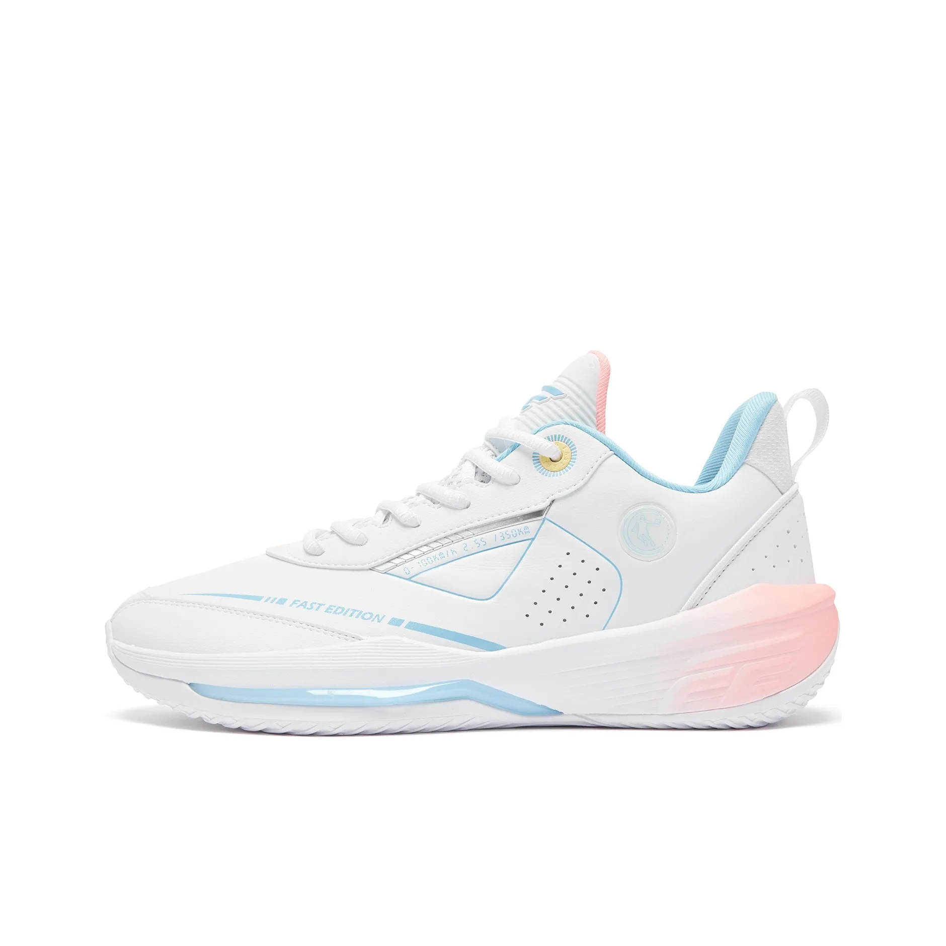 QIAODAN FETEAM Basketball Shoes Men's Low Top Jordan White/Waterdrop Blue