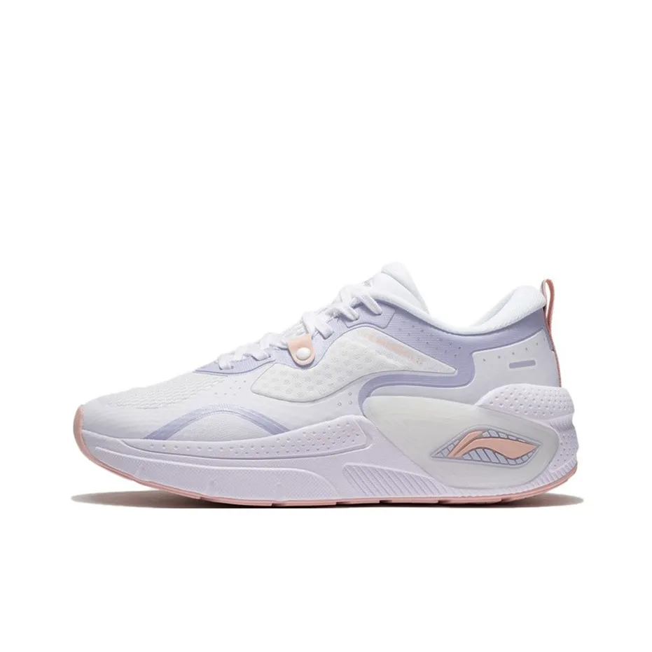 LiNing Shock Absorbers With Slip Resistant And Abrasion Resistant Properties Low Top Casual Shoes Women's White Blue