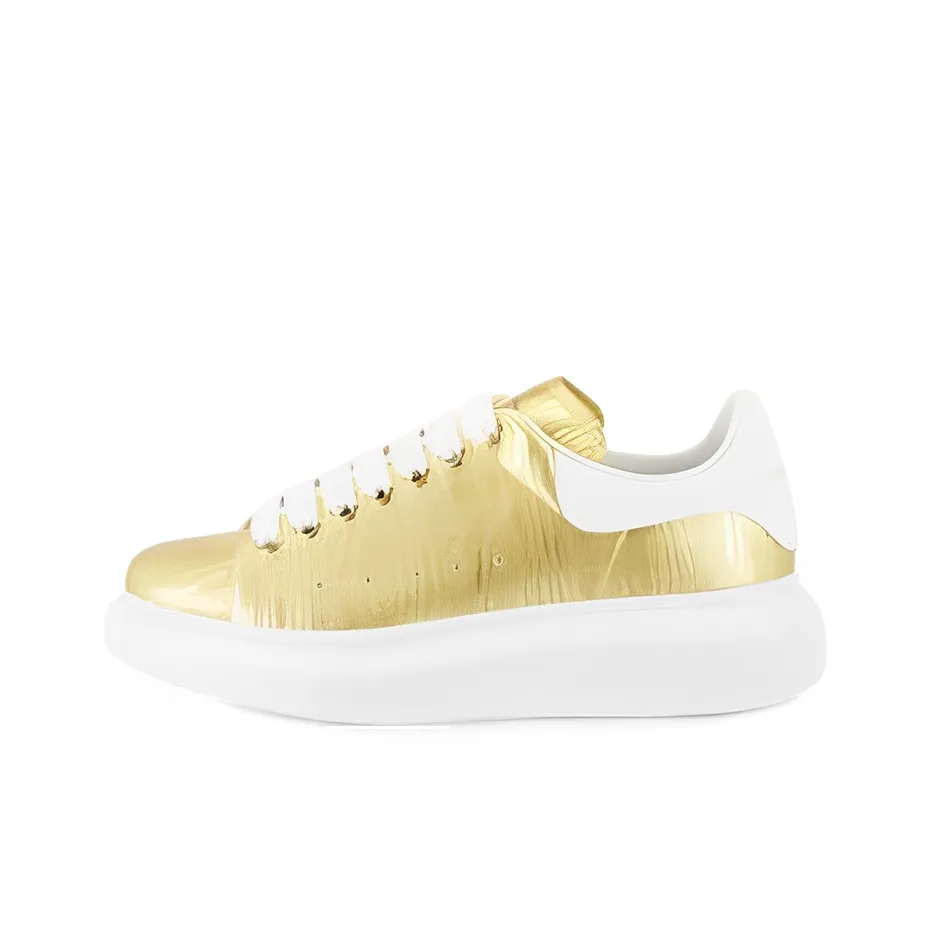 Alexander McQueen Low-Top Skateboard Shoes Women's Gold White