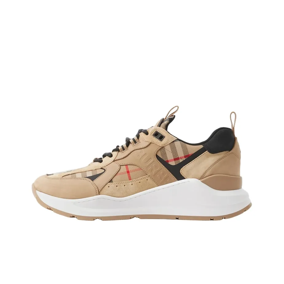 Burberry Check Leather And Suede Sneaker Archive Beige