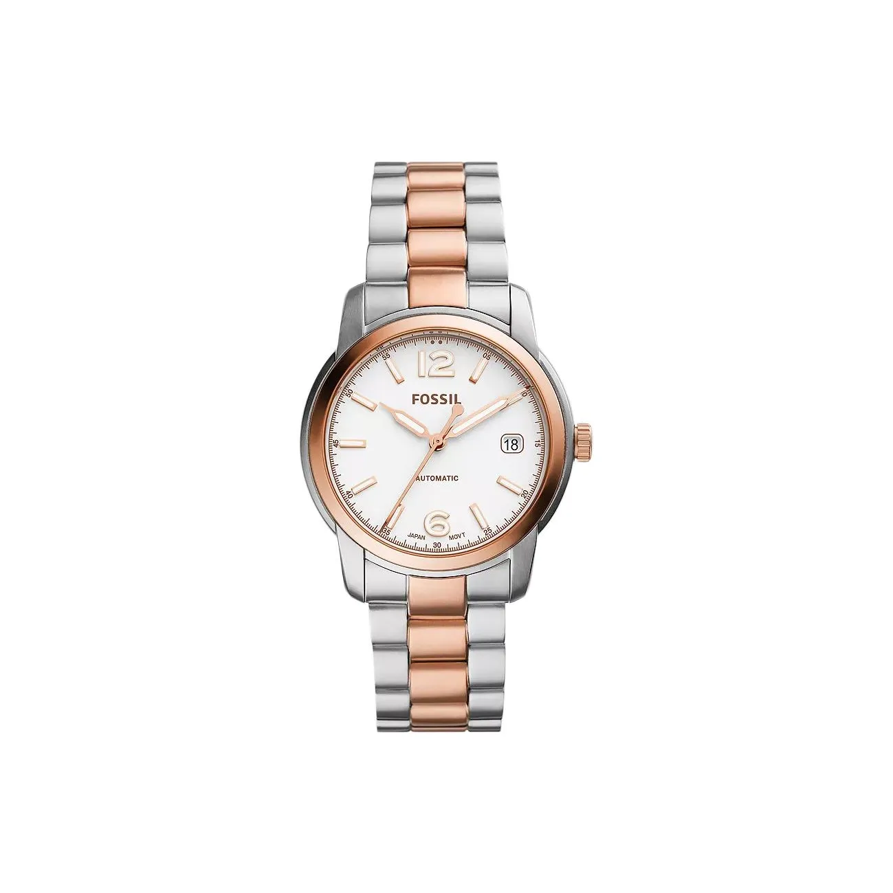 FOSSIL Heritage Collection Wrist Watch Automatic Mechanical Movement Stainless Steel Strap 38mm Silver Dial Unisex