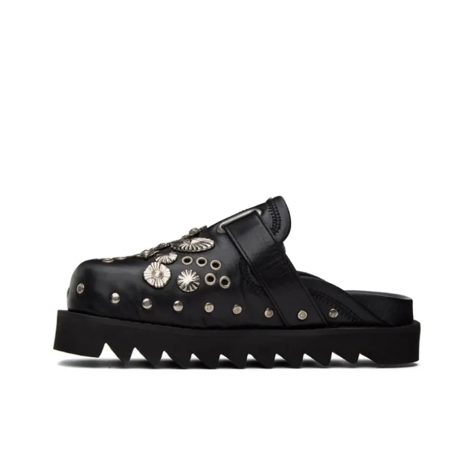 TOGA VIRILIS Rubber Sole Closed Toe Slippers Men's Black Silver