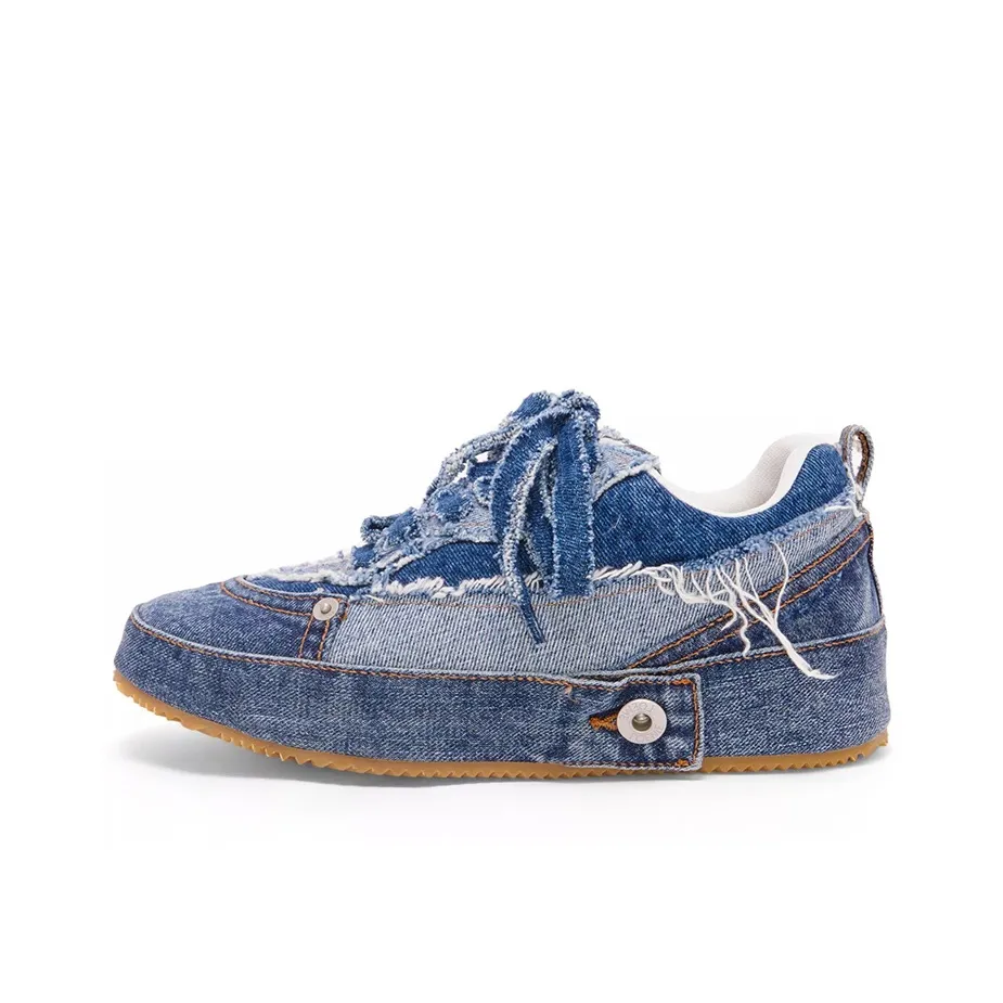 LOEWE Low Top Stylish Skateboarding Shoes Women's Denim Blue