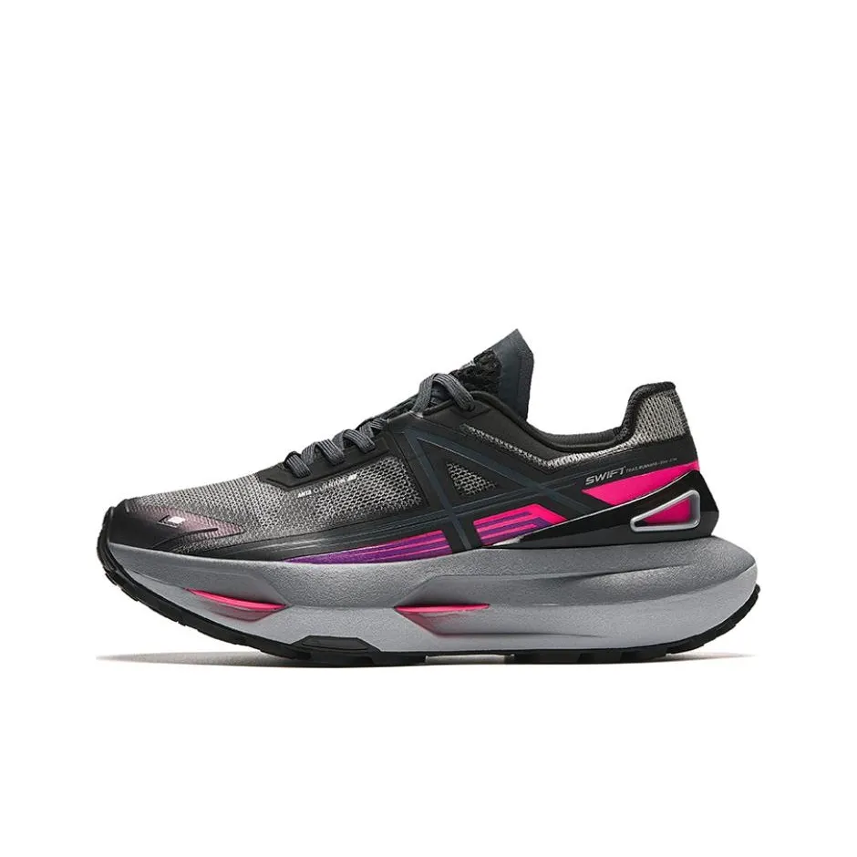 Anta Champion Rain Dove Non-slip Wear-resistant Shock Absorption Low-Top Running Shoes Women's Black Red
