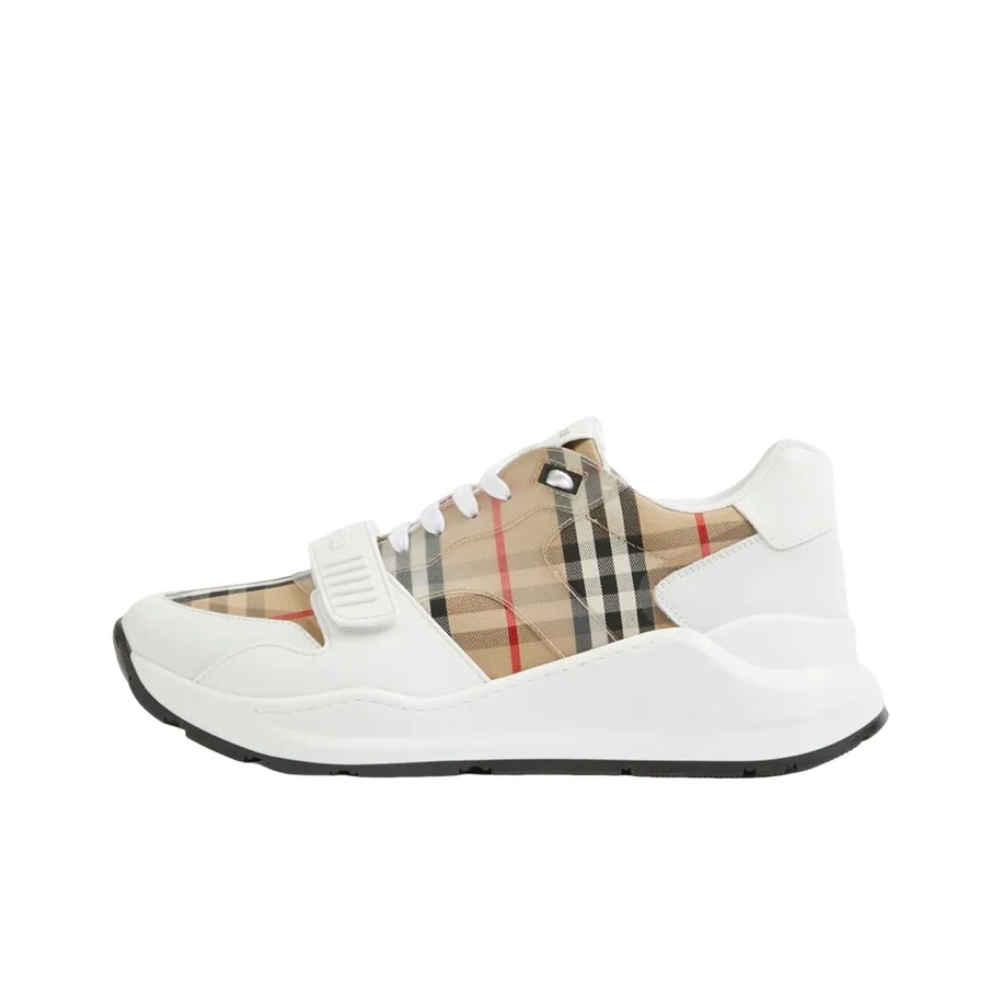 Burberry Check And Leather Sneaker White Clear Check