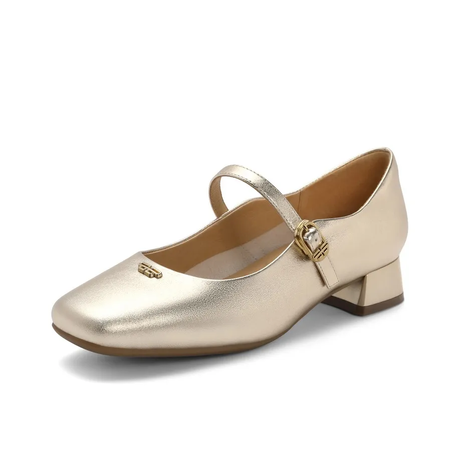 Белль Квадратный каблук Туфли Мэри Джейн 3 см Женские Серебряные Золотые