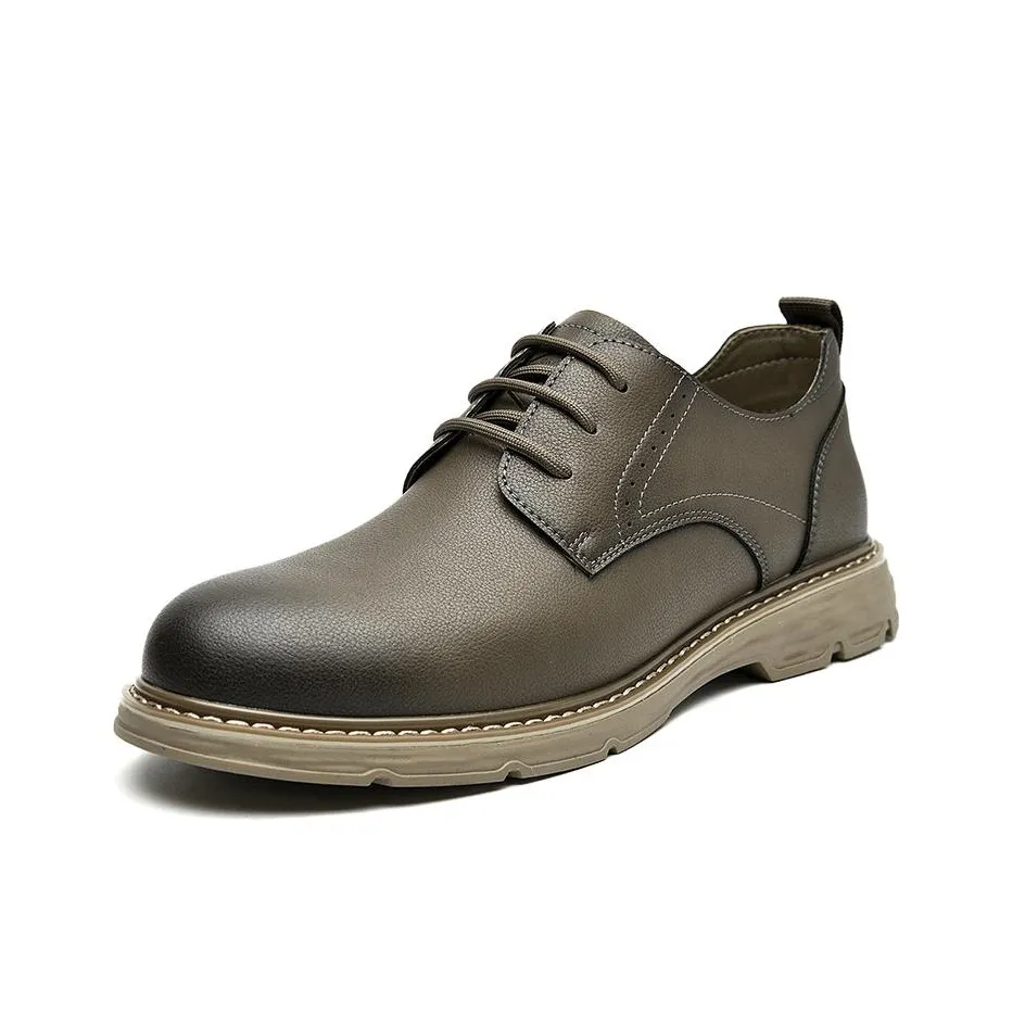 HLA Casual Leather Shoes Men's Low top Brown/Earth Yellow