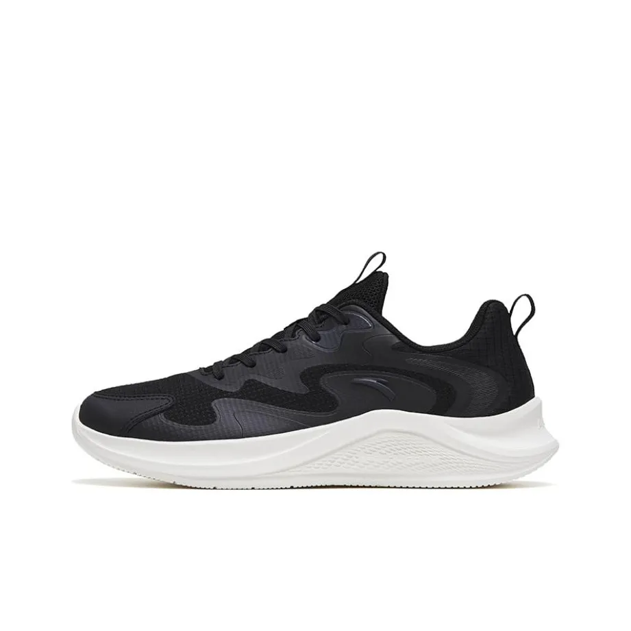 Anta Walk Cushioning, Slip Resistant, Abrasion Resistant, Lightweight, Rebound Low Top Running Shoes Men's Black White