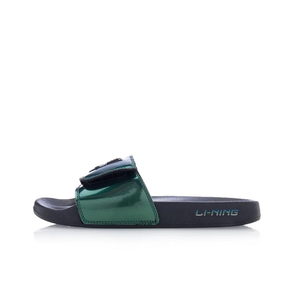 Disney x LiNing Slip Resistant Abrasion Resistant Slide Slippers Men's Bamboo Leaf Green