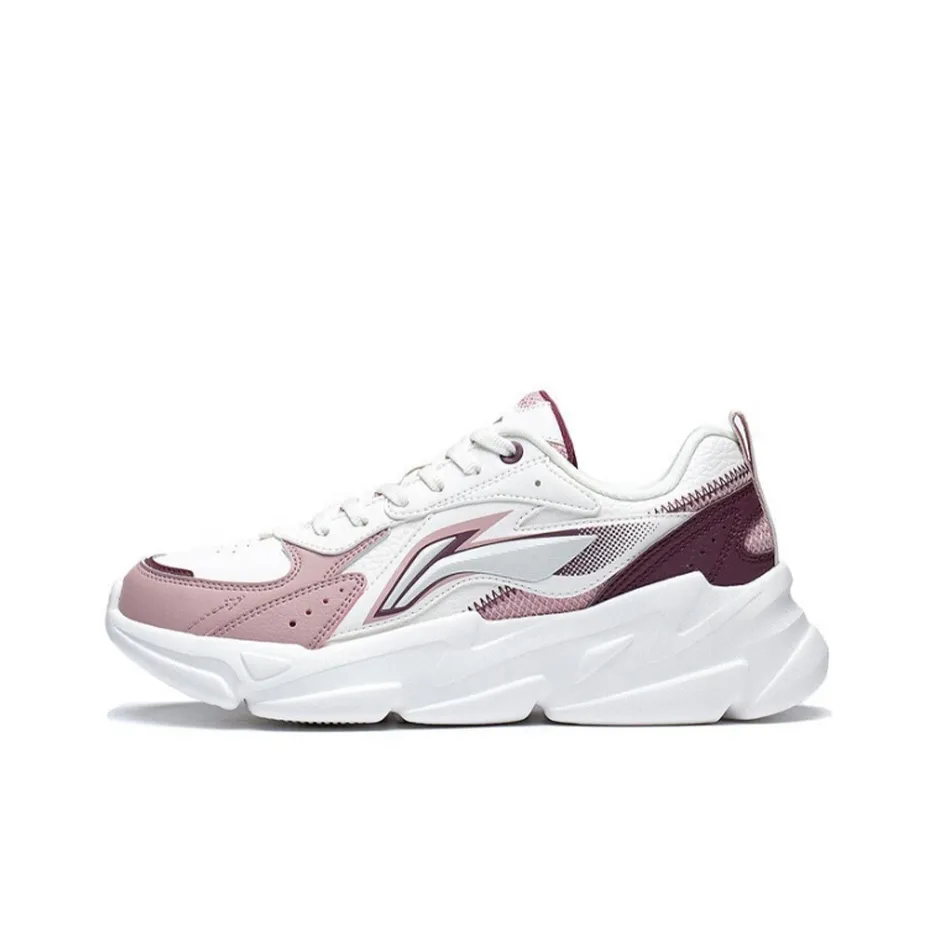 LiNing Low Top Sports Casual Shoes Women's White Rose Red