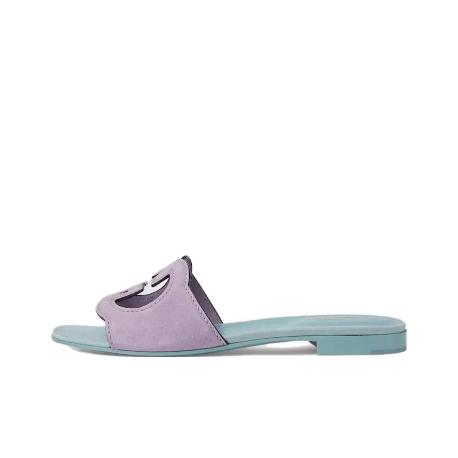 GUCCI Interlocking Slide Slippers Women's Purple Blue