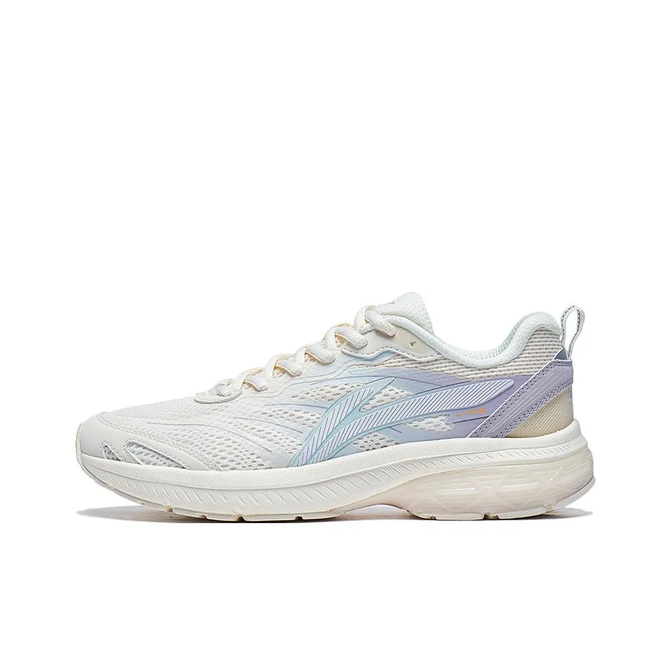 LiNing Slip Resistant And Breathable Low Top Casual Running Shoes Women's White Blue Purple