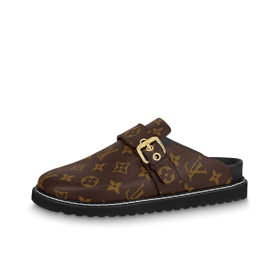 LOUIS VUITTON Cosy Comfort Closed Toe Slippers Women's Brown