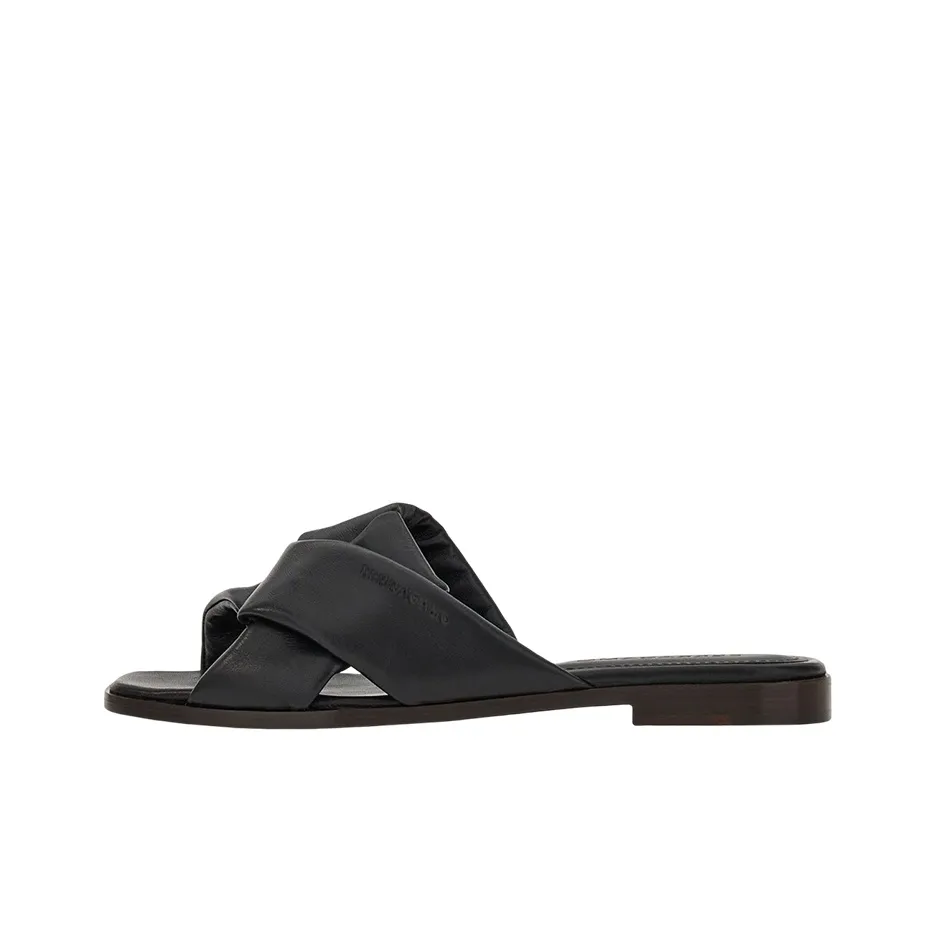 FERRAGAMO Knot-detail Leather Slides