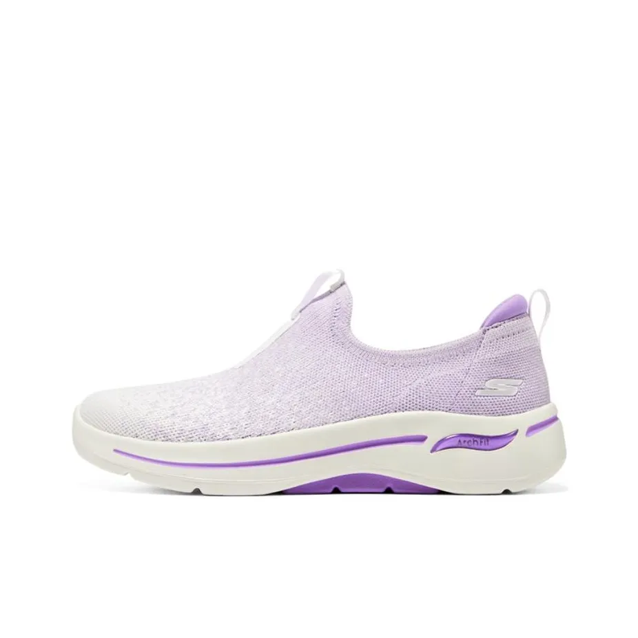 Skechers GO WALK Arch Fit Anti-Slip Wear-Resistant Breathable Support Low-Top Casual Shoes Women's White Purple