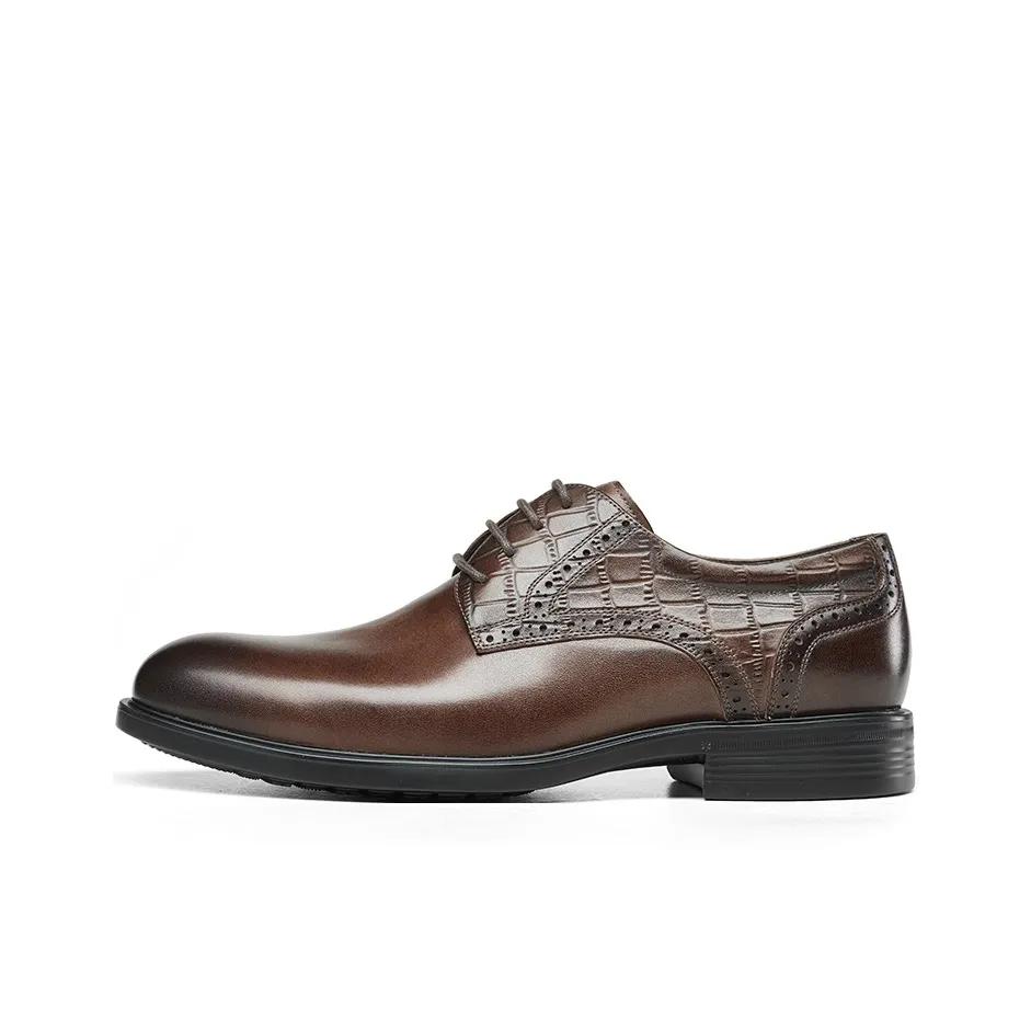 KANGNAI Dress Shoes Men Low Top Light Brown