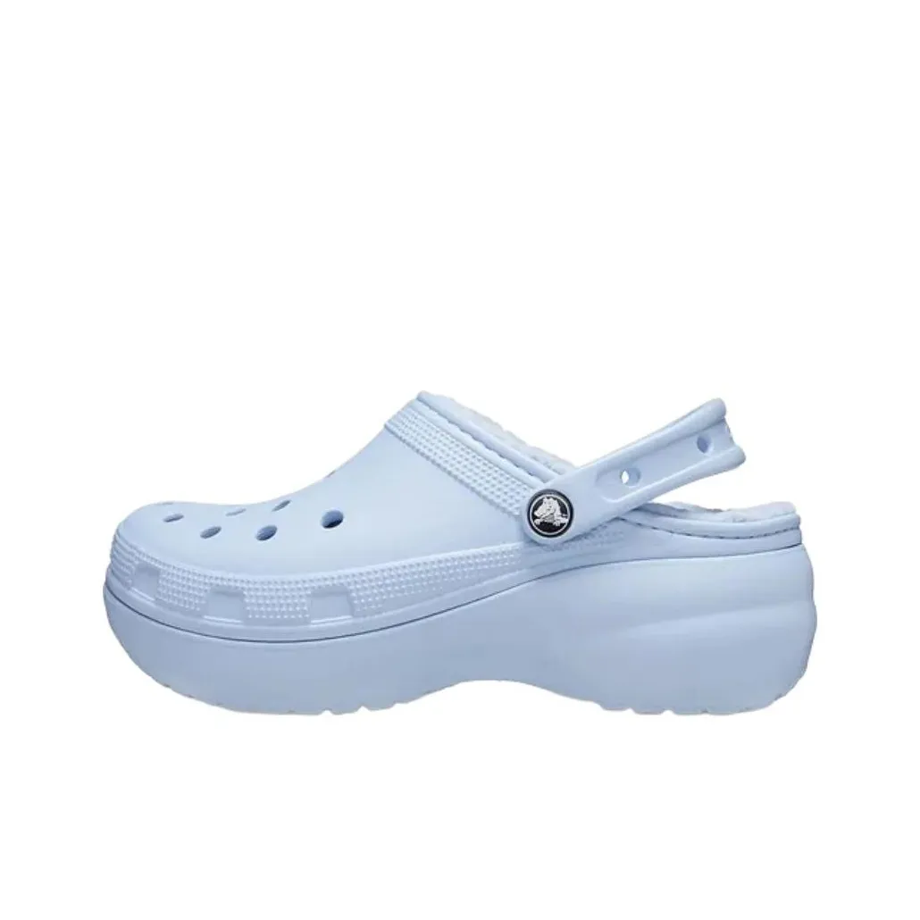 Crocs Сабо Женские Синие Плюшевые Стельки Несъемные