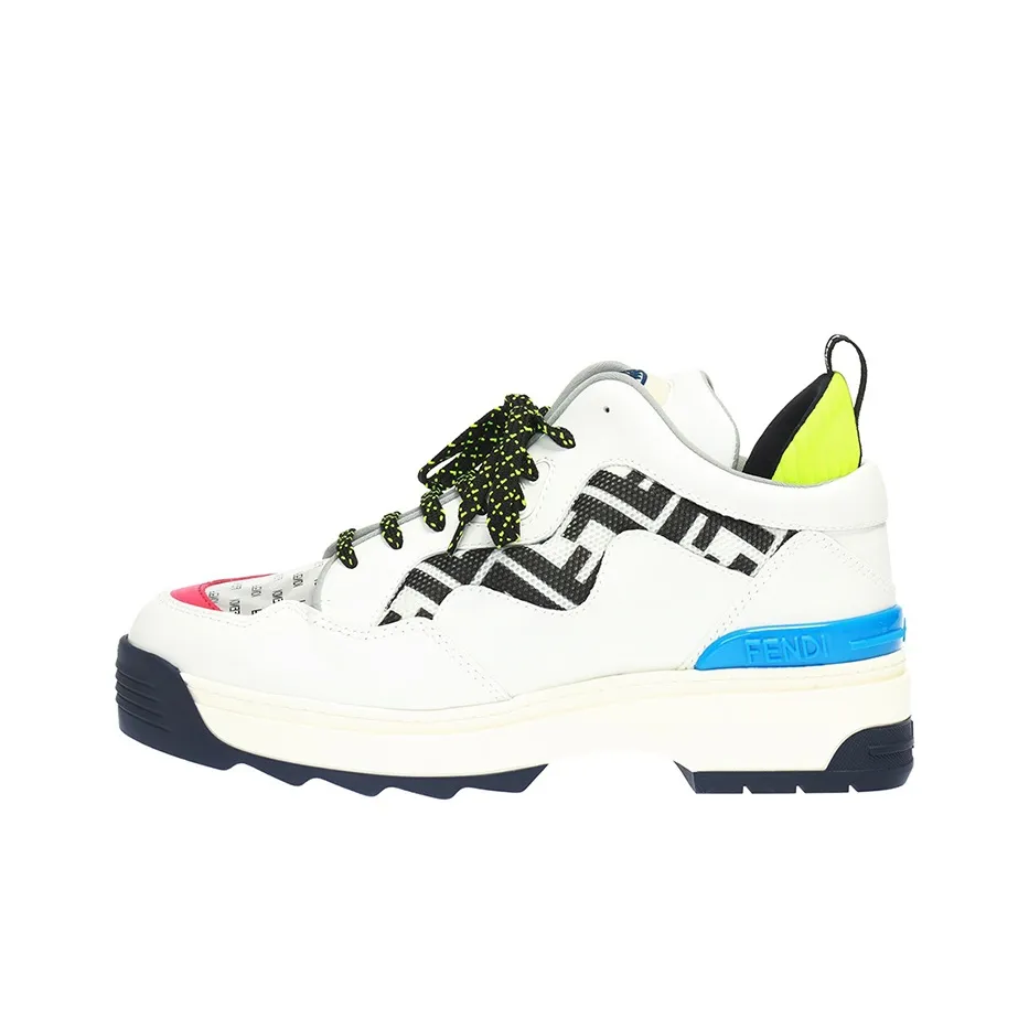 FENDI Women's T Rex Leather High Sole 'White Blue Green'
