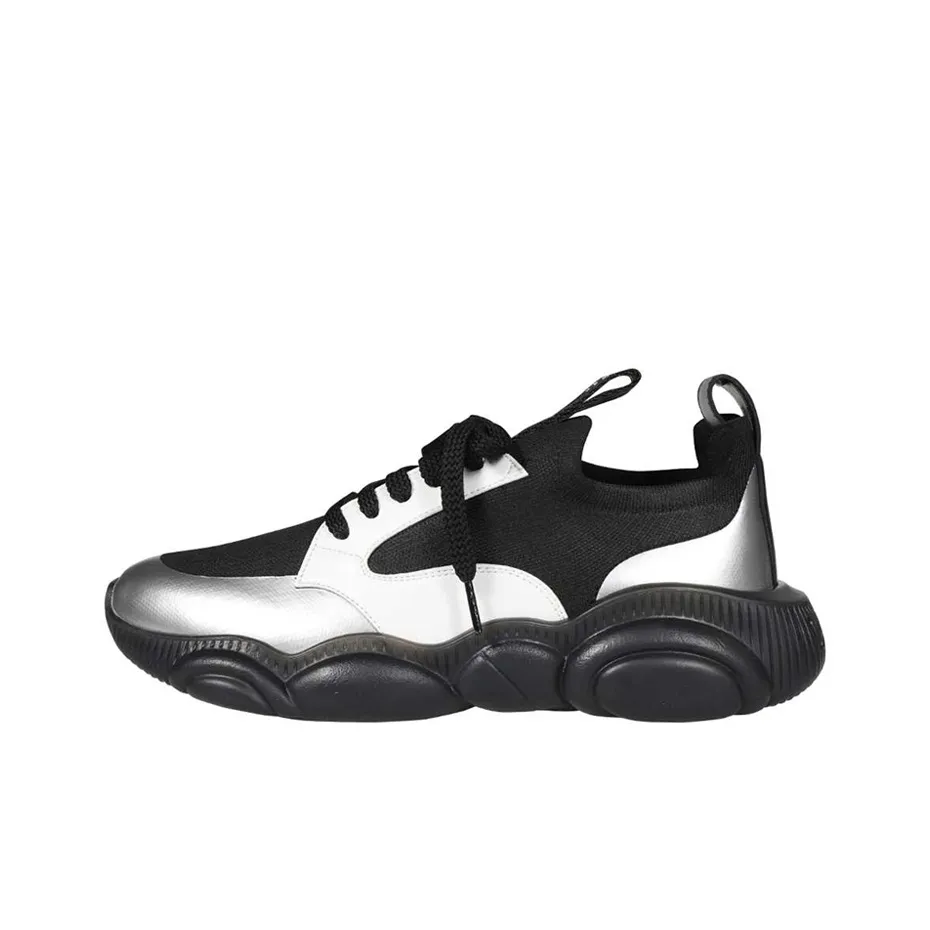 MOSCHINO Устойчивый к истиранию Низкий Топ Спортивная Повседневная Обувь Мужская Черный Серебряный